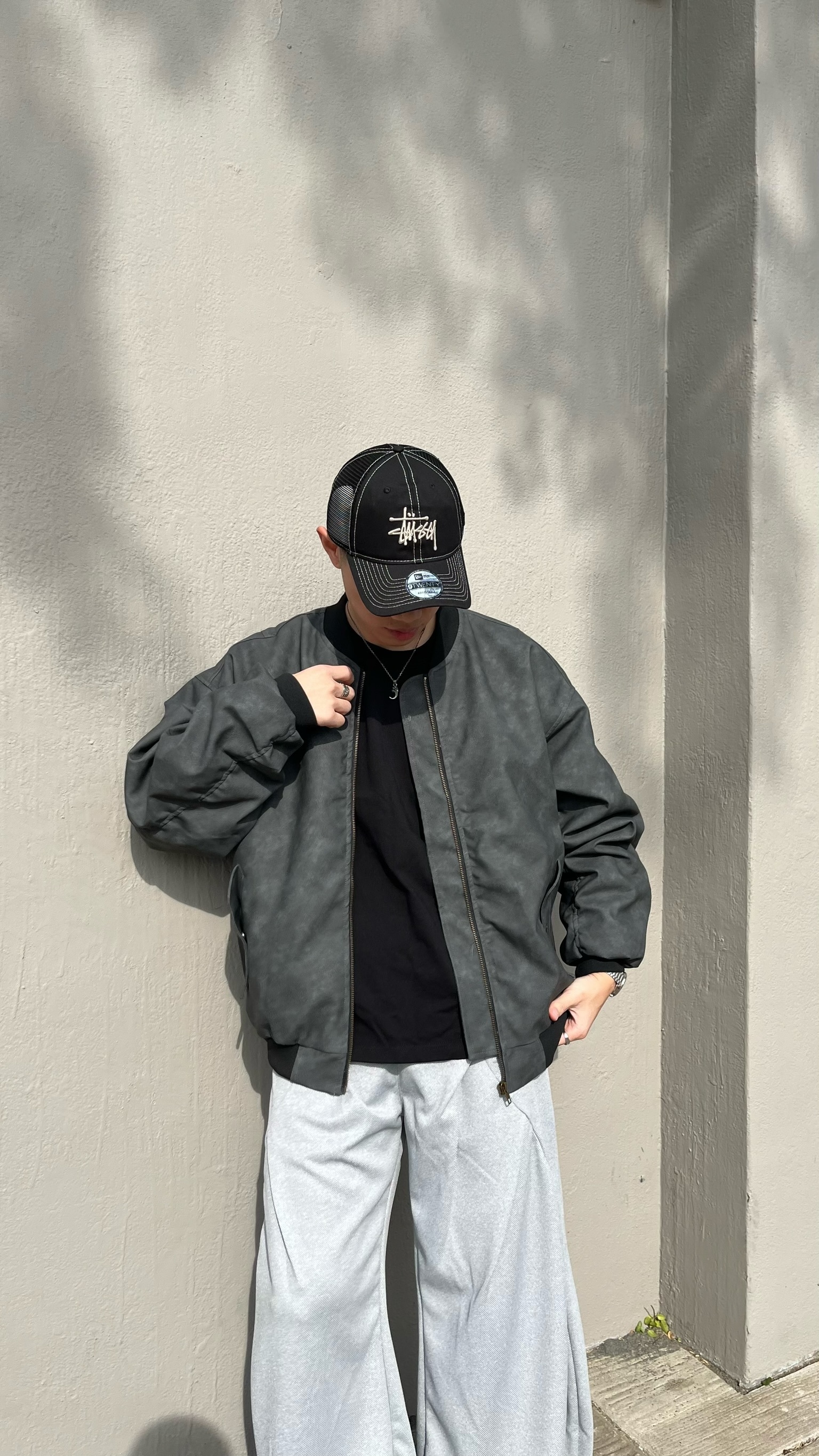 皮革鋪棉抓皺夾克 (2colors)