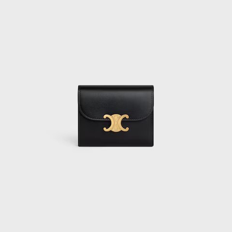Celine Small Flap Wallet Triomphe 凱旋門 金扣 皮夾 黑金