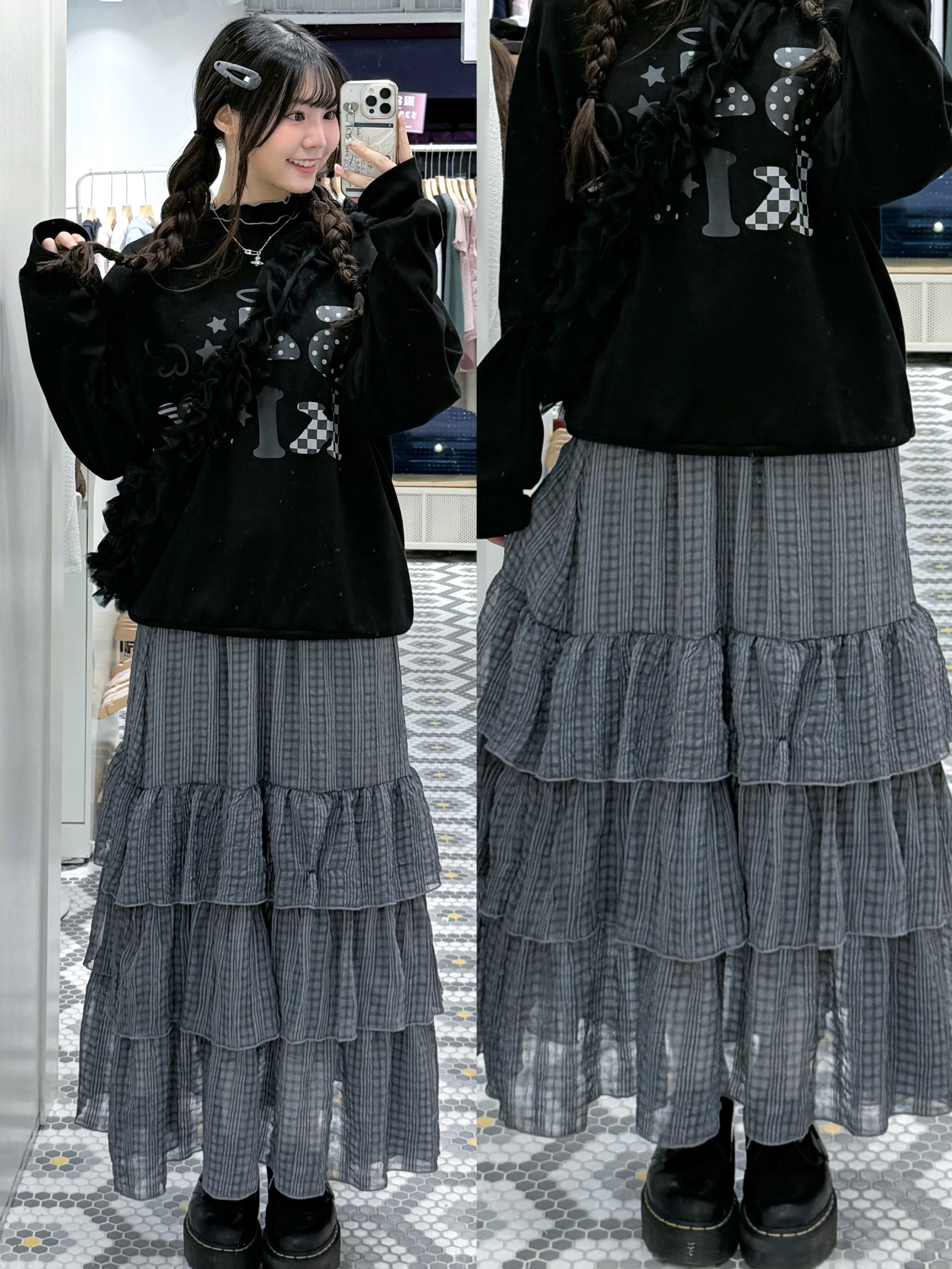 （停產）EA1228｜4色入 ⚘  ྀིྀིྀིྀིྀི 休閒百搭ruffle蛋糕長裙 ₊˚⊹♡