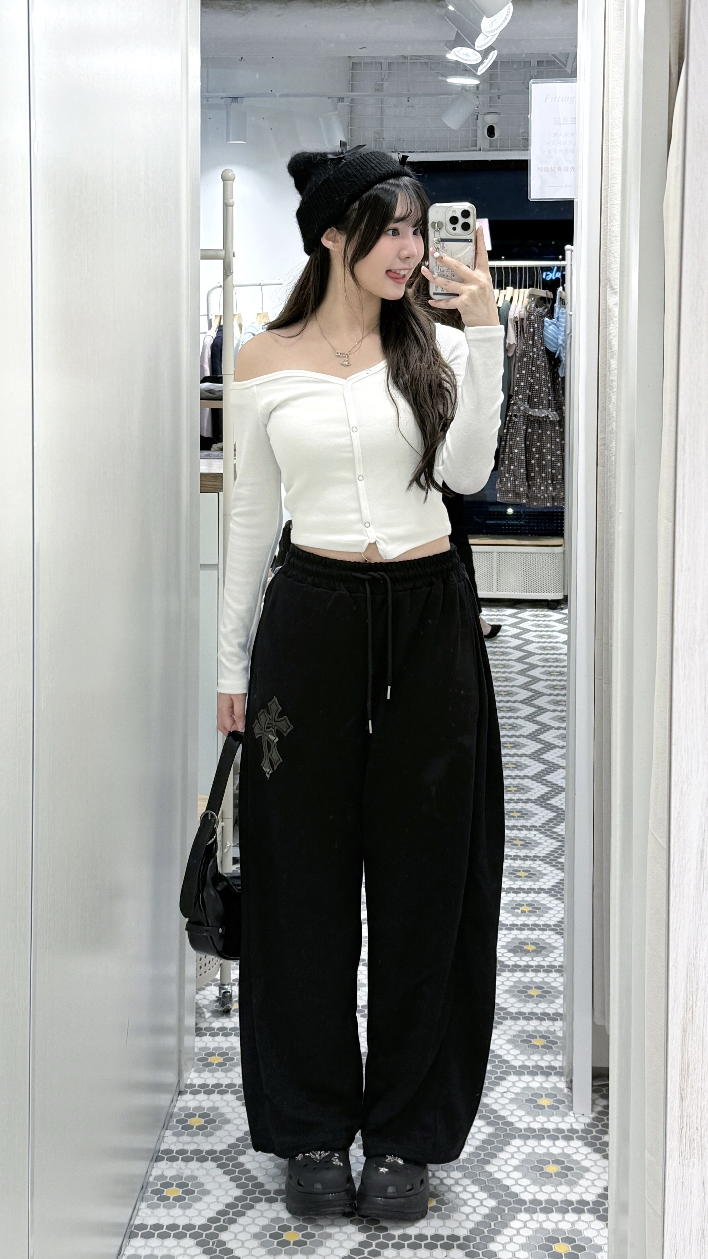 P0244｜迷彩色十字架拼布棉料長褲.⋆♱