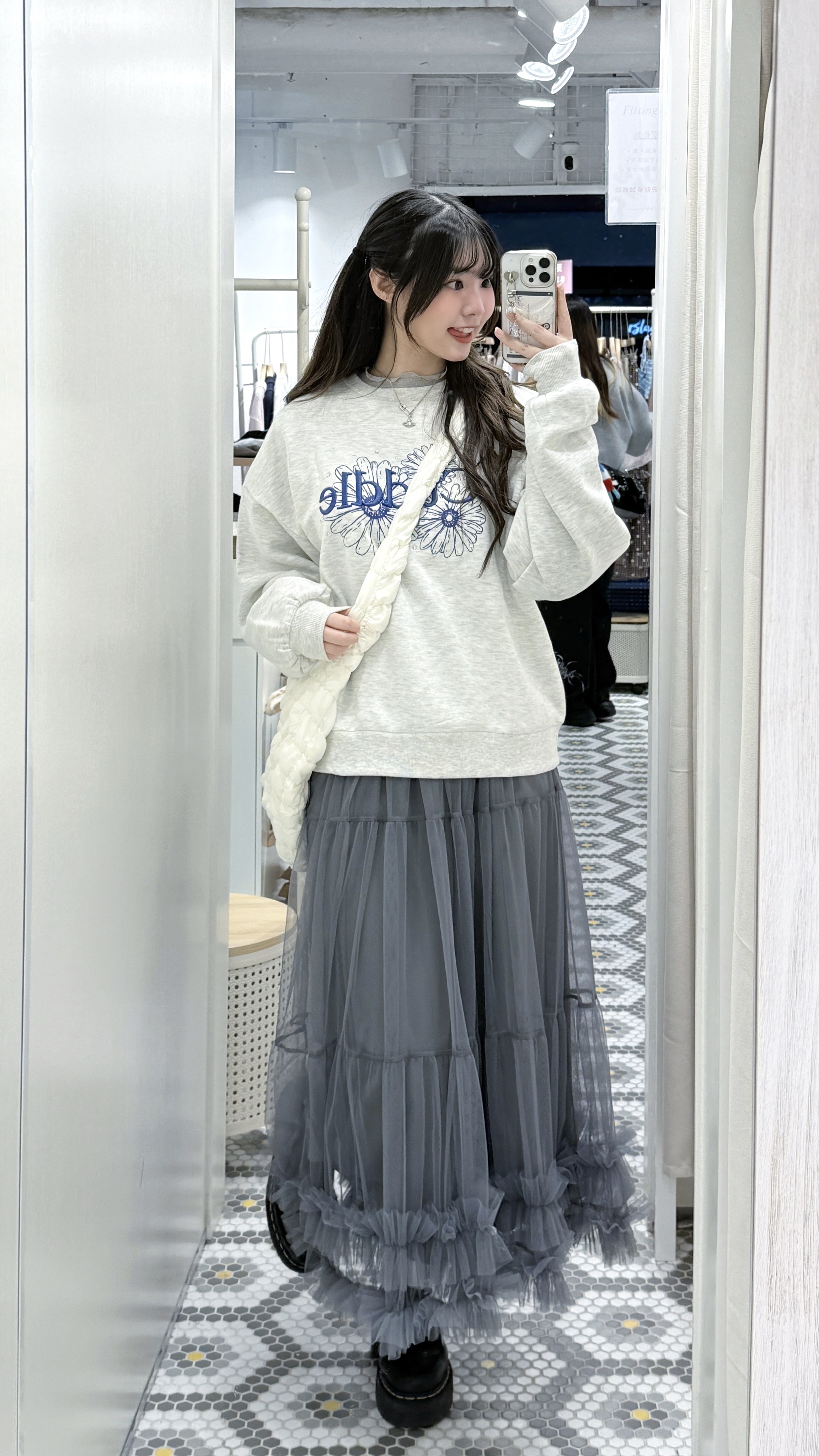 D0491｜超美日系感₊˚⊹⋆ 束束邊紗紗長裙🪄