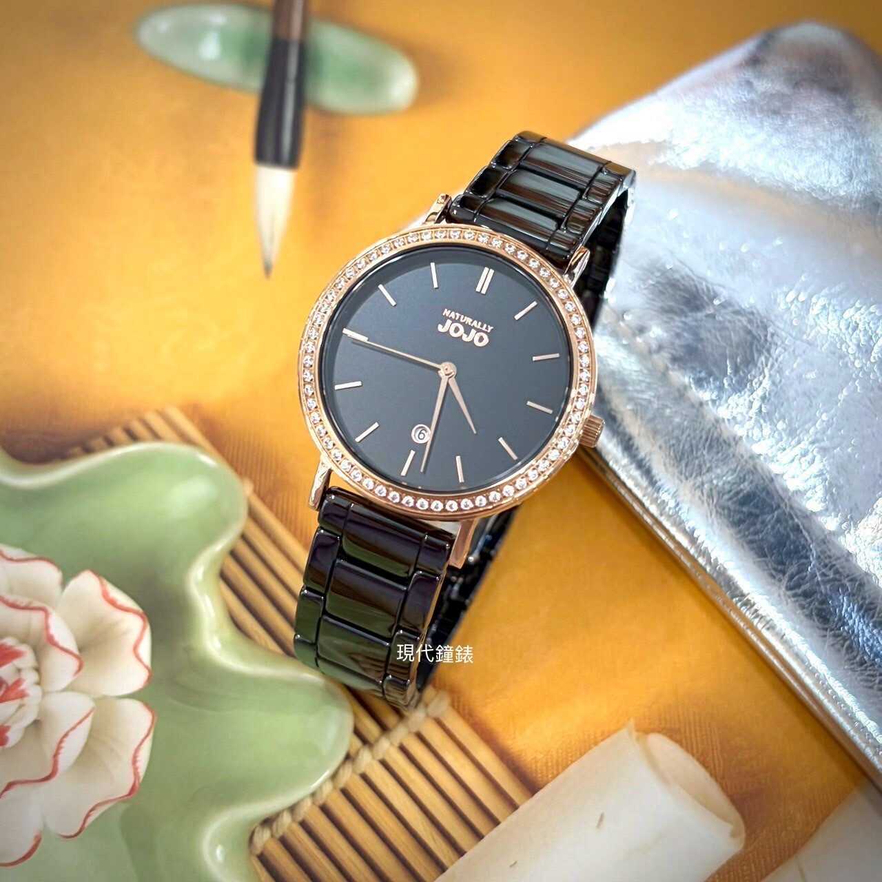 【NATURALLY JOJO】玫瑰金外鑽陶瓷女錶JO96980-88R 34mm 現代鐘錶