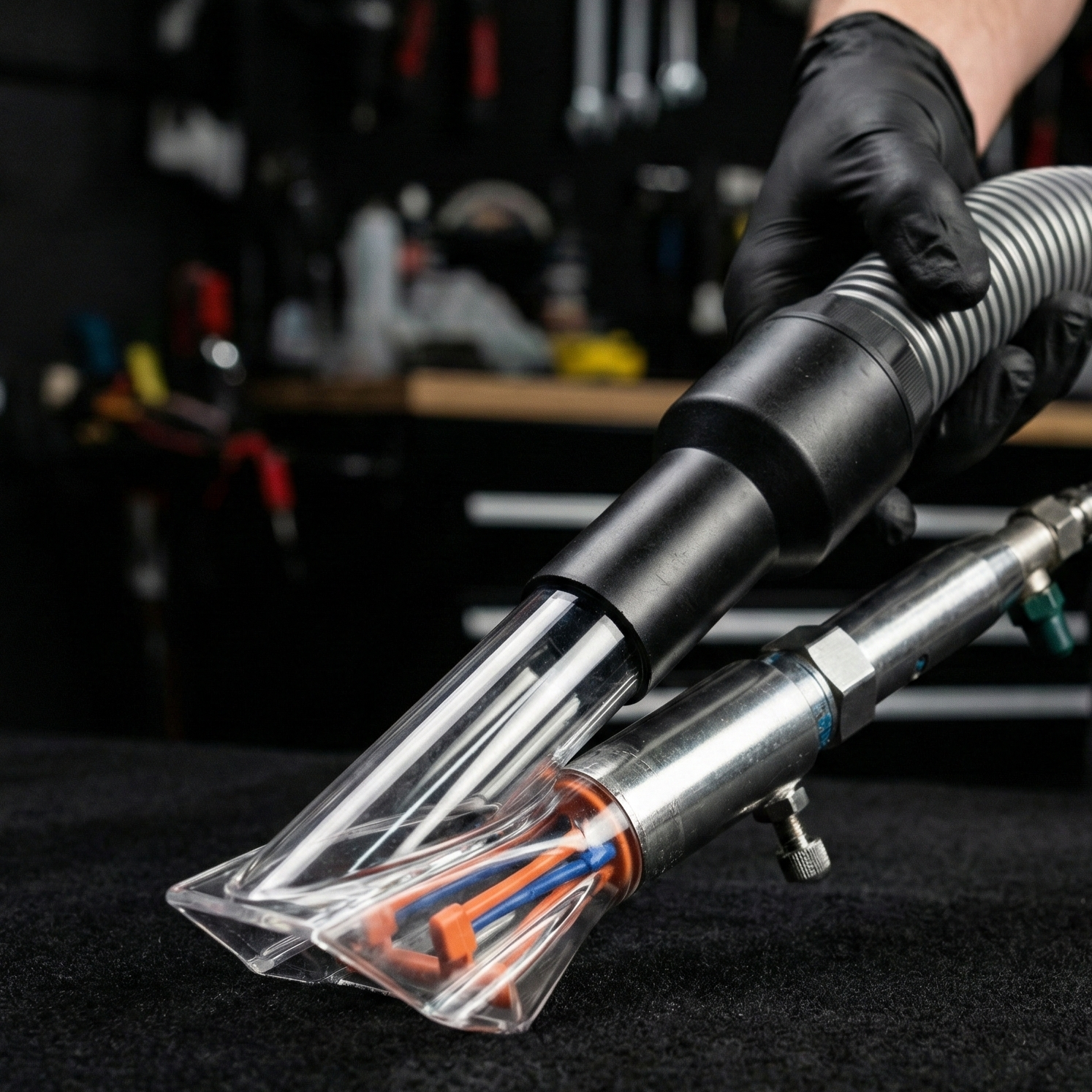 黑炭洗美 吸塵器配件旋風槍｜乾濕兩用 高速氣動清潔深層帶走灰塵髒污｜內裝縫隙細節清潔施工工具｜HEYTECH