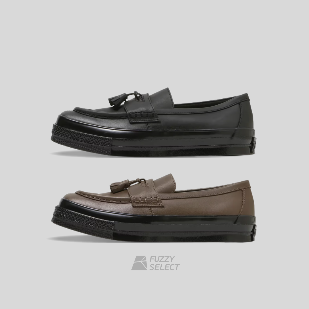 【逢甲 FUZZY】【日本限定】 Converse ALL STAR SQUARETOE LOAFER 方頭 流蘇 皮革 樂福鞋 咖啡色 黑色