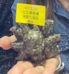 260219 - A83 巨型黃鐵礦滴膠九尾狐擺件