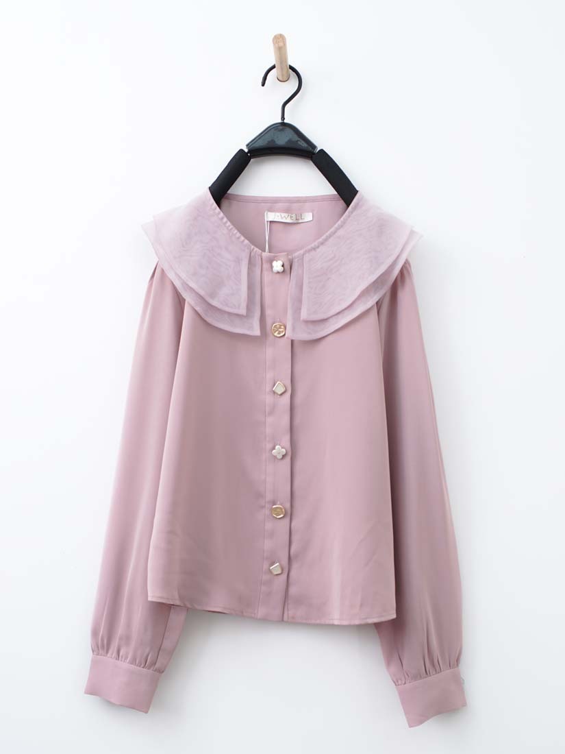 溫甜氣質復古領片上衣