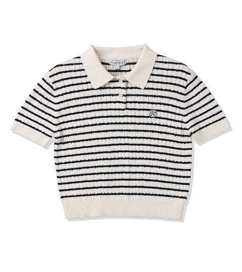 VP015 WACKY WILLY Women's Lily Wappen Cable Collar Short Sleeve Knit