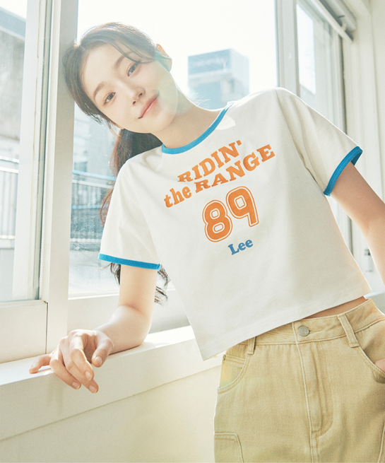 VP021 LEE Women's Graphic Ringer Crop T-Shirt