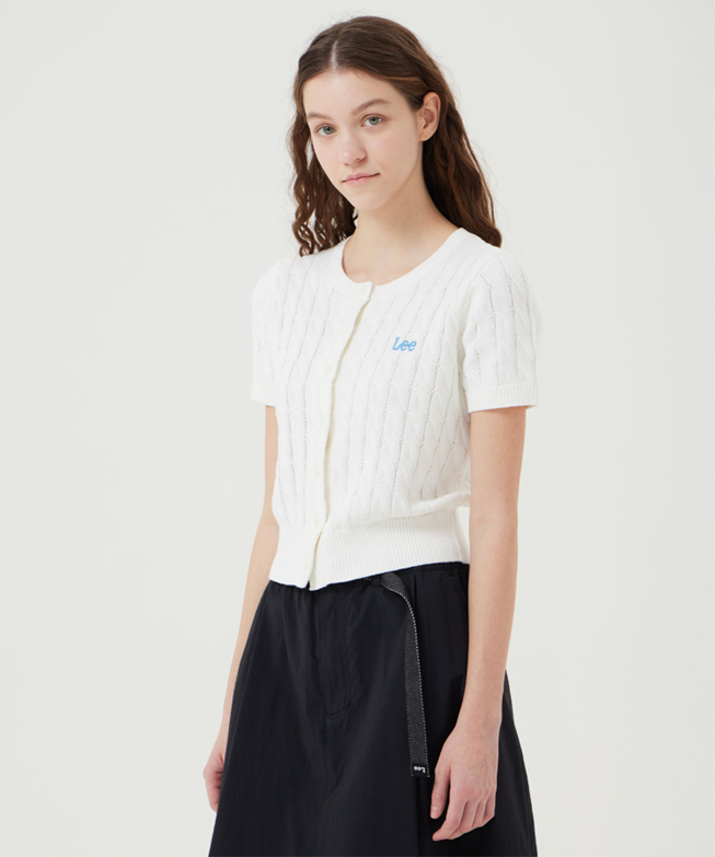 VP029 LEE Women's Round Neck Cable Cardigan