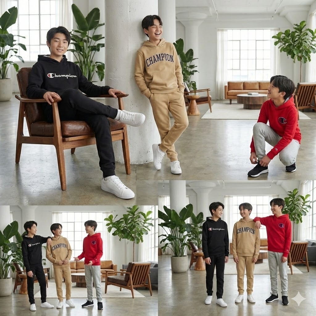 【預購】Champion H021929 男童經典大 Logo 連帽衛衣