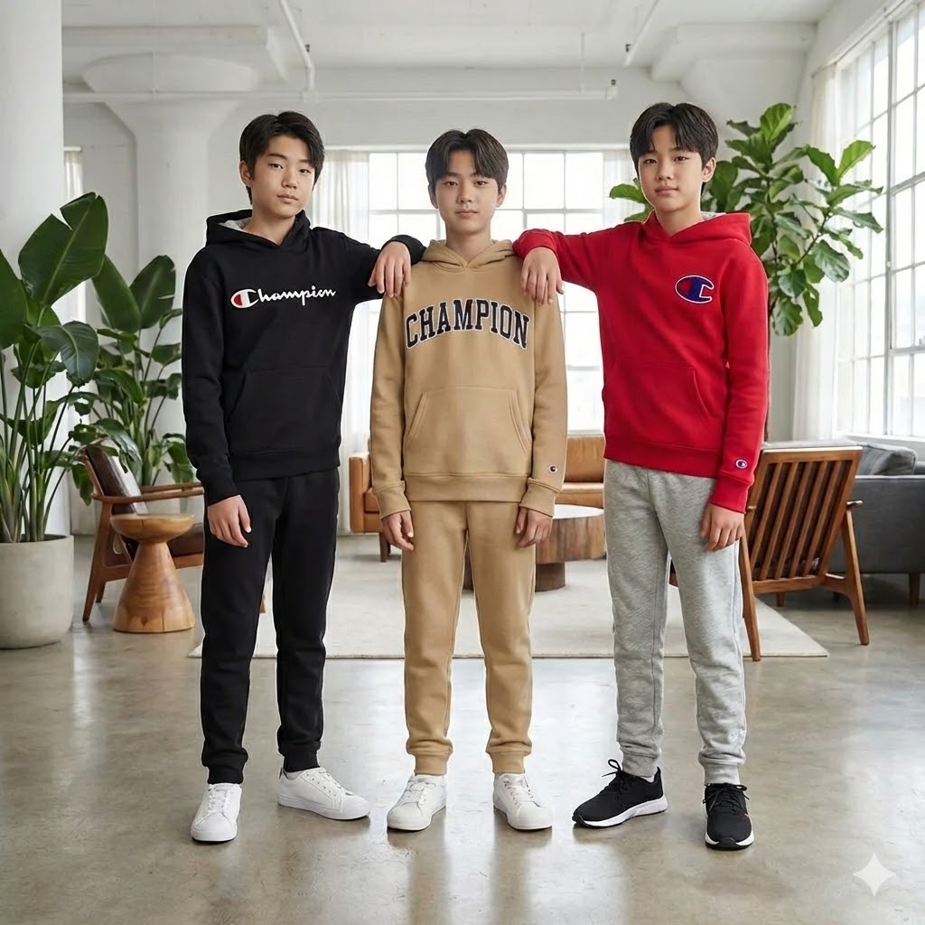 【預購】Champion H021929 男童經典大 Logo 連帽衛衣