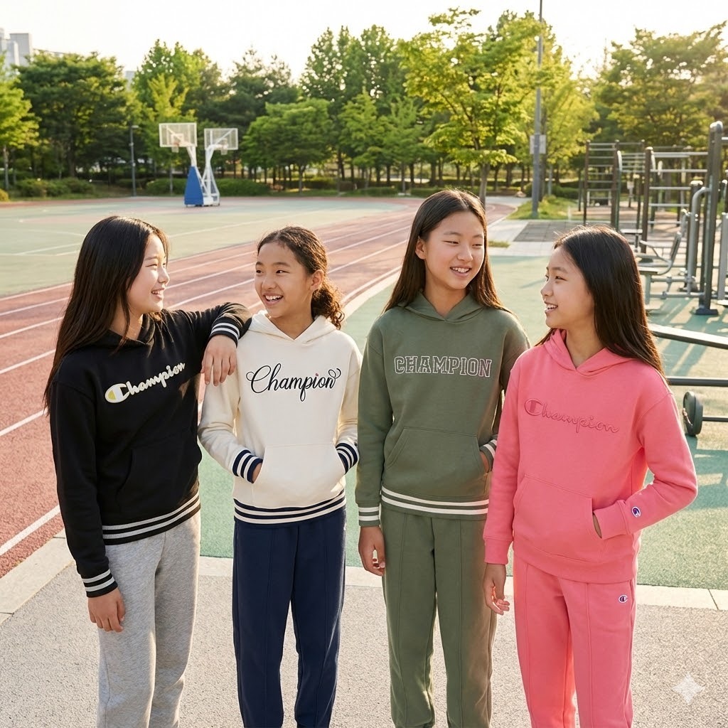 【預購】Champion H021930 女童經典大 Logo 連帽衛衣