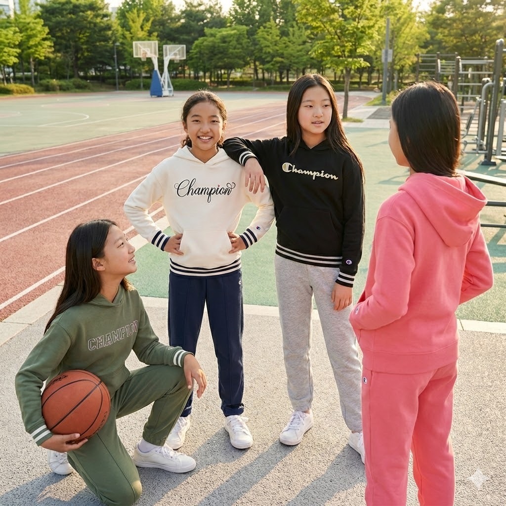 【預購】Champion H021930 女童經典大 Logo 連帽衛衣