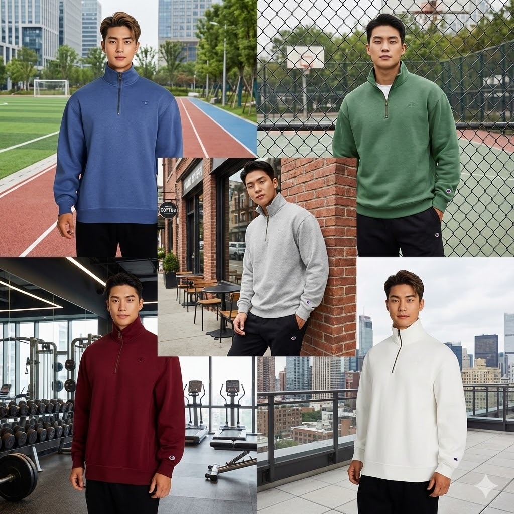 【預購】Champion H021931 男裝經典 1/4 拉鍊立領運動衛衣