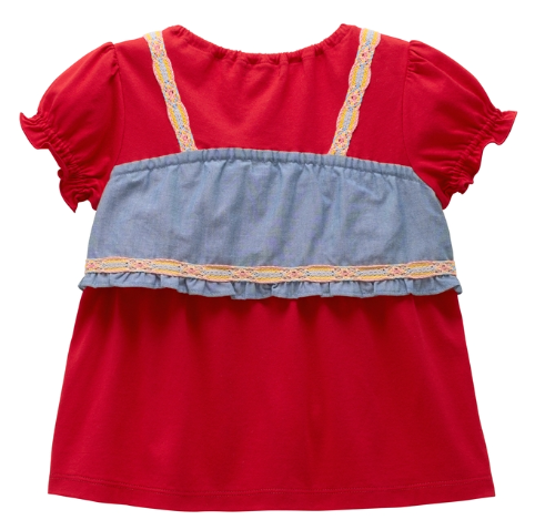 MH 動物紅色吊帶假兩件T恤