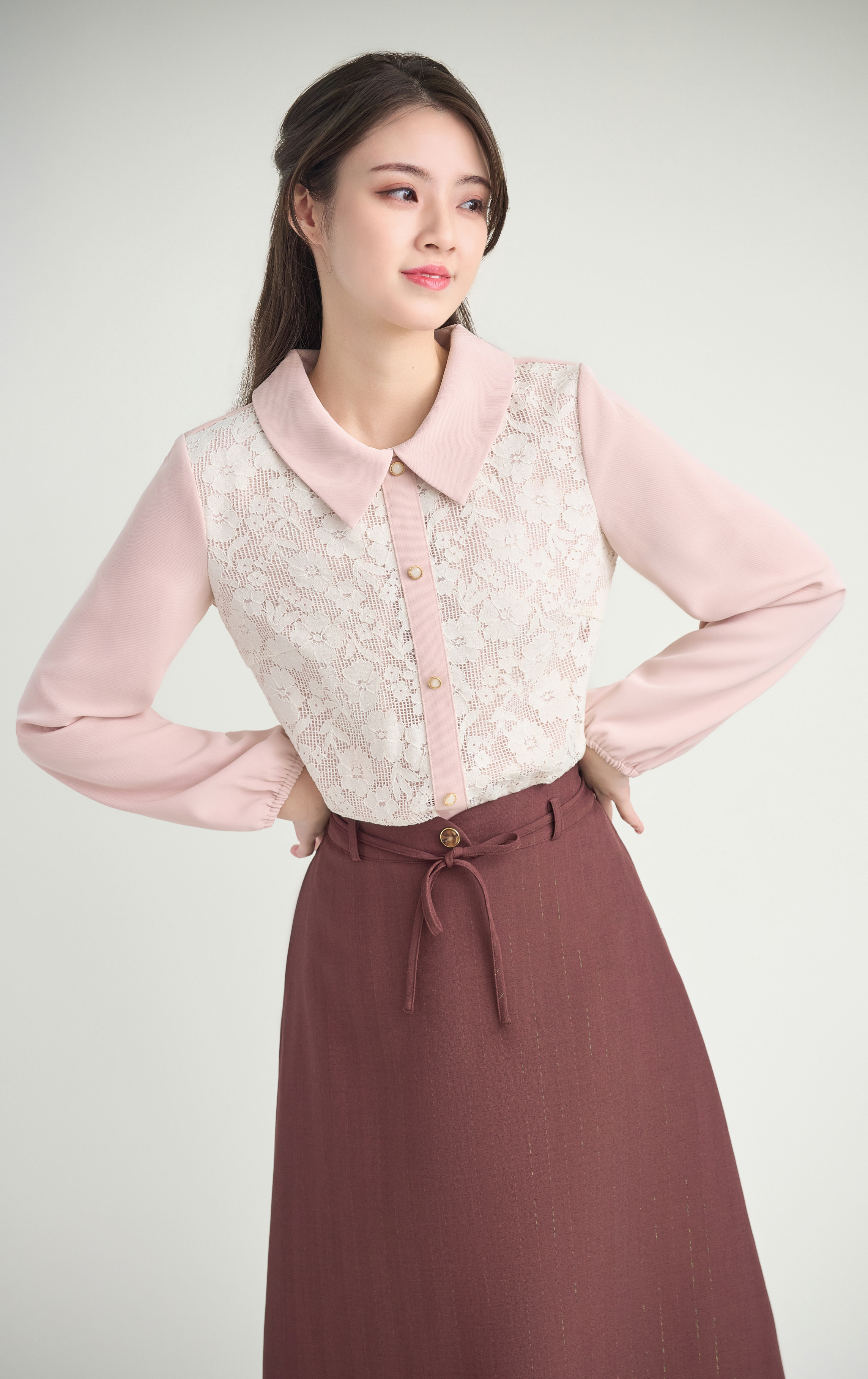 Patterned Lace Patchwork Shirt SH0402