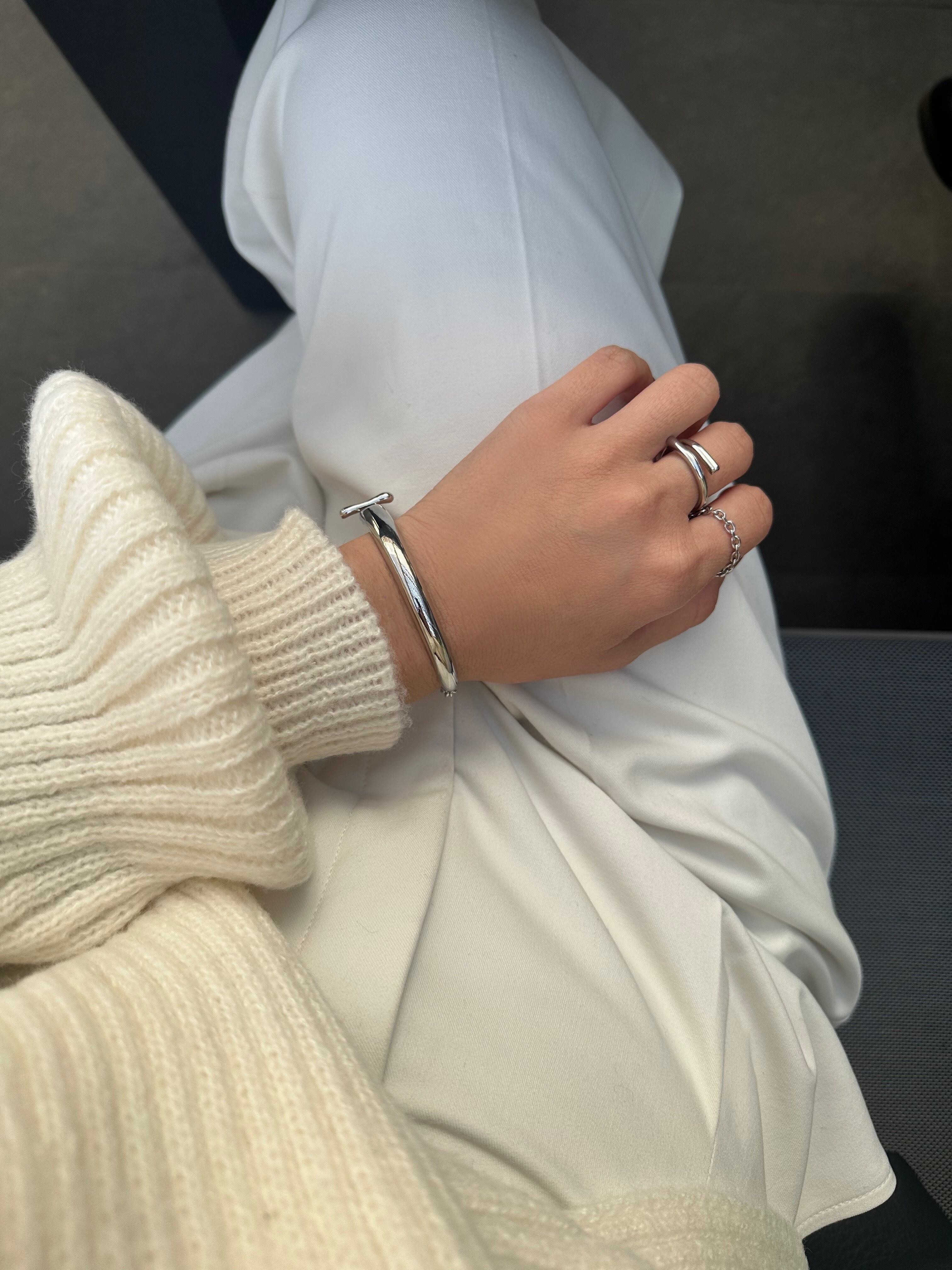 S925 chain x curve bracelet