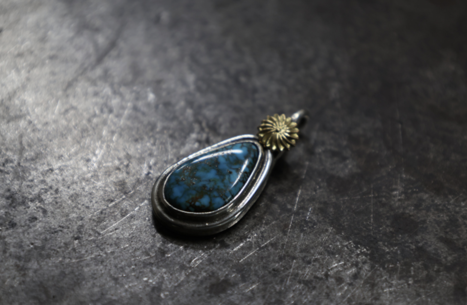 FC SE-1525 Morenci turquoise w K18 菊風車 bail