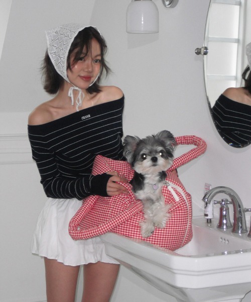 Aperty 扇貝翻玩提袋＿紅色細格紋