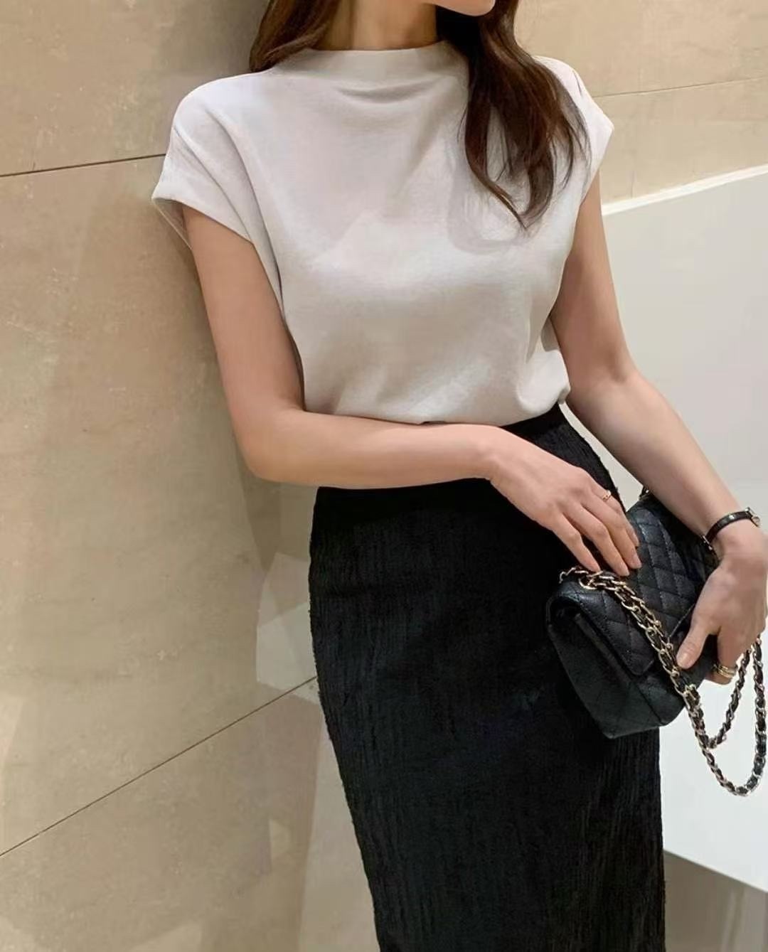 537 正韓包袖小高領上衣