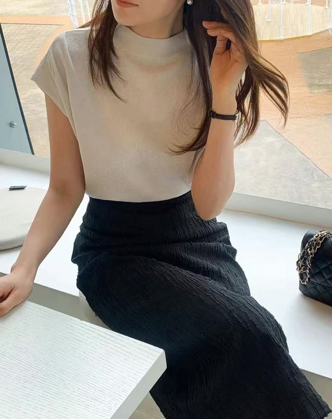 537 正韓包袖小高領上衣