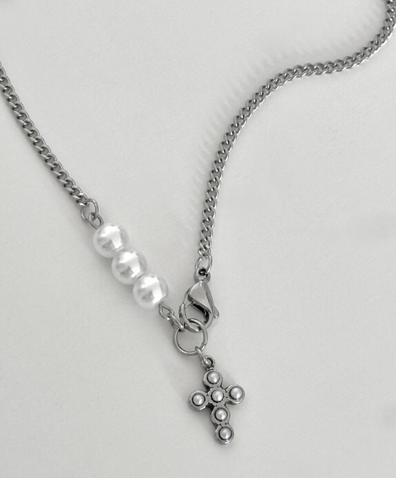 OFUSE pearl cross necklace 項鍊