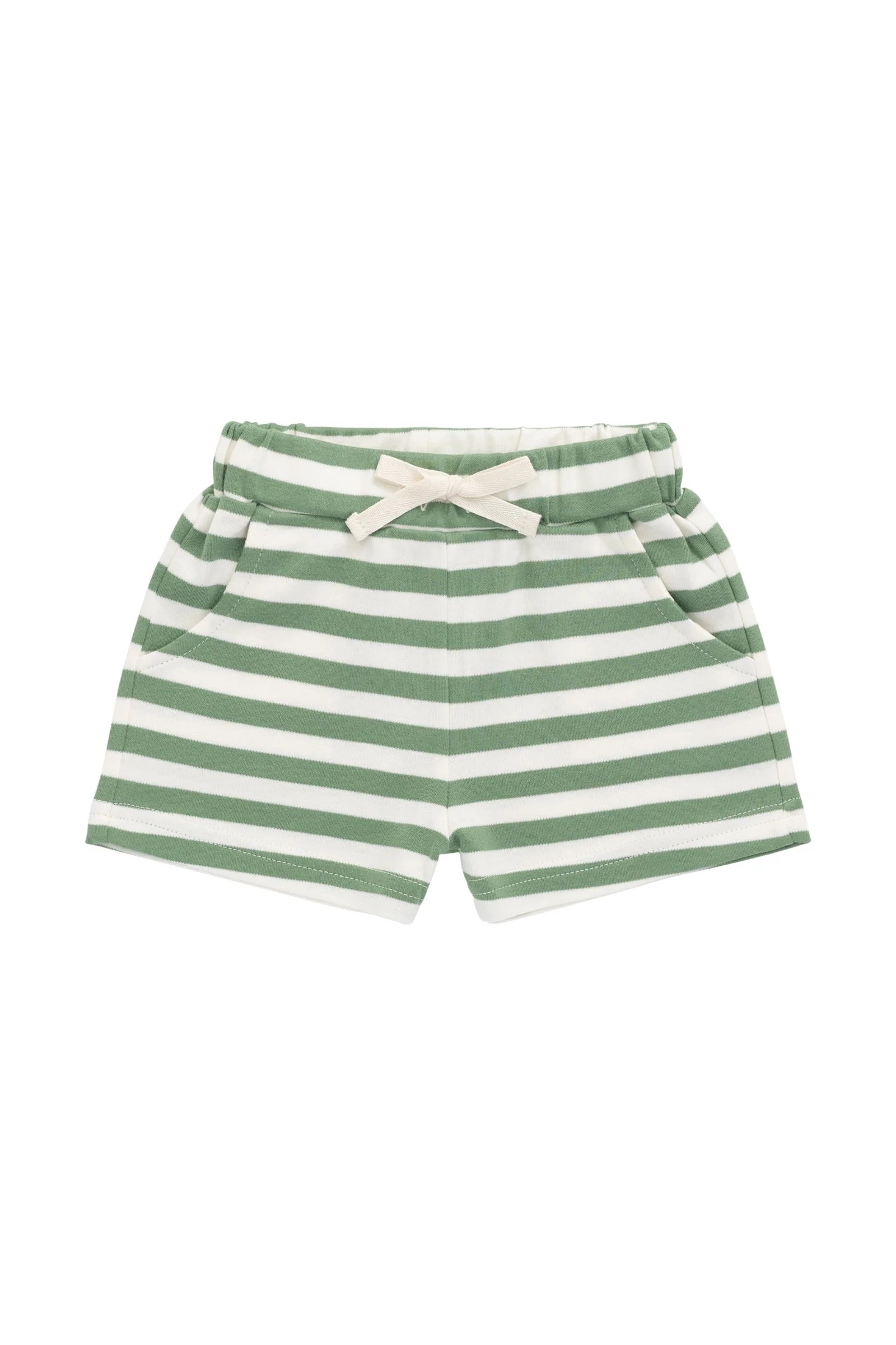 【預購】JAMIE KAY -Pima Cotton Wesley Short - Essential Stripe Parchment（Snow Pea）