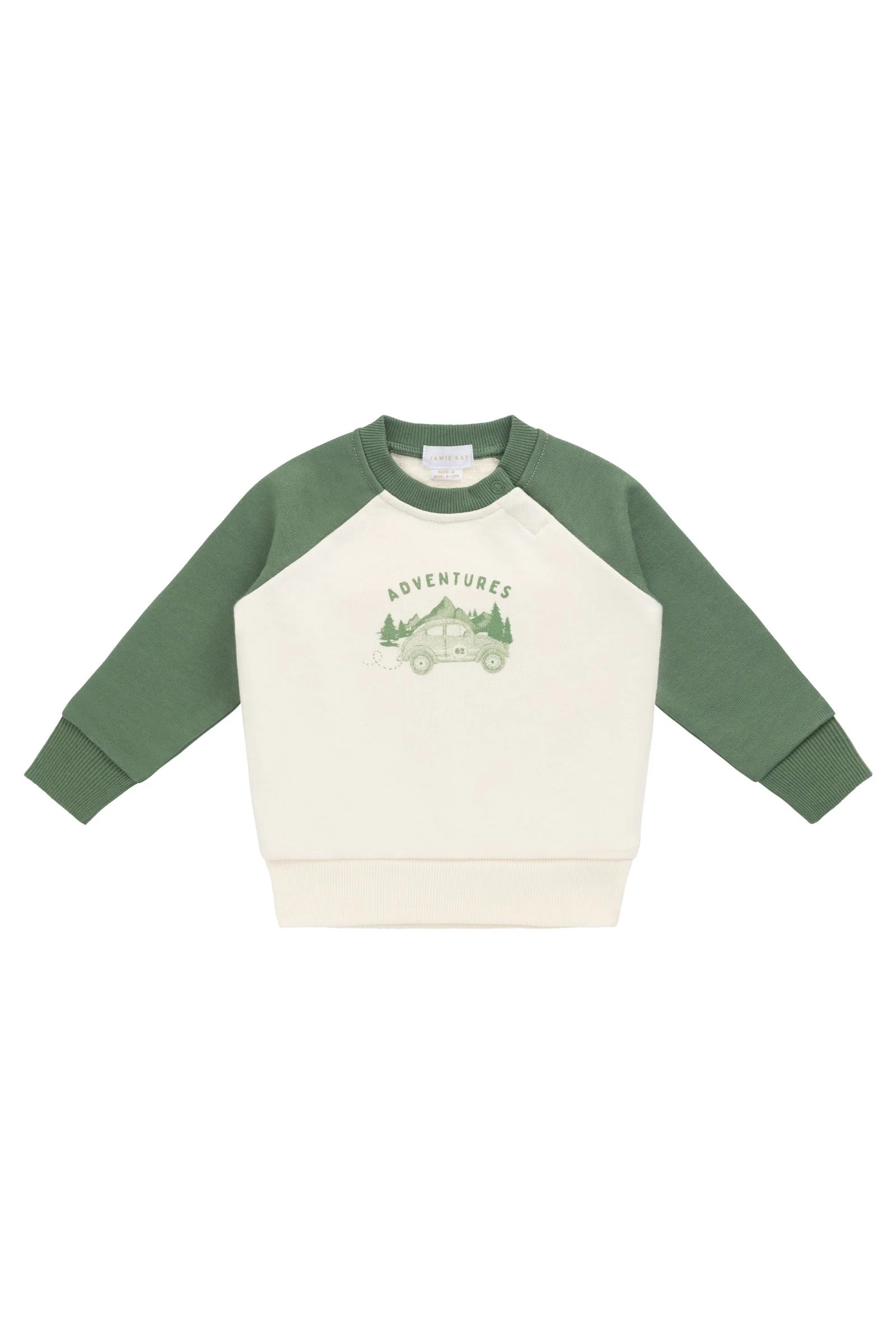 【預購】JAMIE KAY -Organic Cotton Alden Sweatshirt（Adventure Buggy Snow Pea）