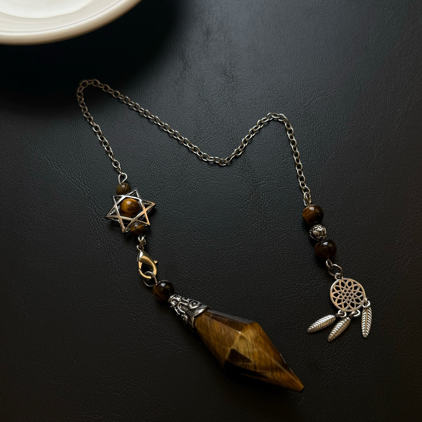 [原石] 虎眼石靈擺 捕夢網水晶靈擺