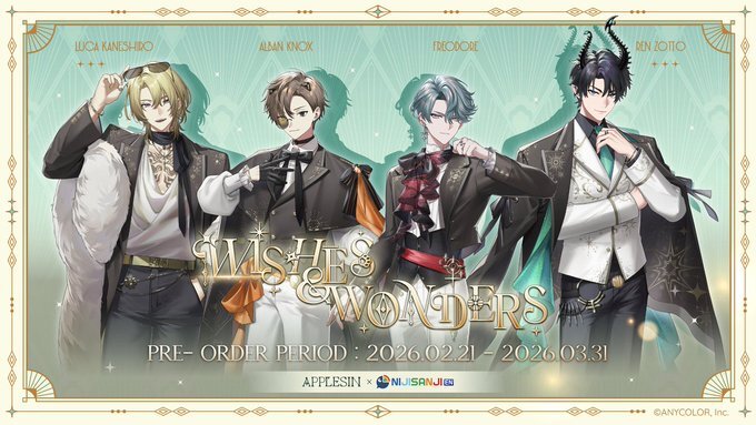 「彩虹社代購」にじさんじNIJISANJI EN  × Applesin(🦁Luca Kaneshiro/🎭 Alban Knox/🛸 Ren Zotto /💿 Freodore)