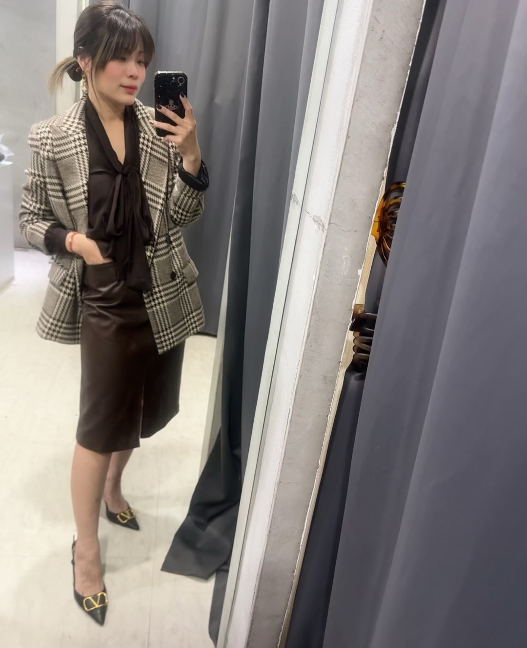 YSL既視感 格紋寬版西裝外套