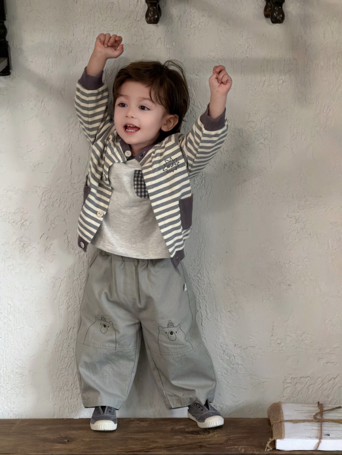 小口袋條紋開襟外套