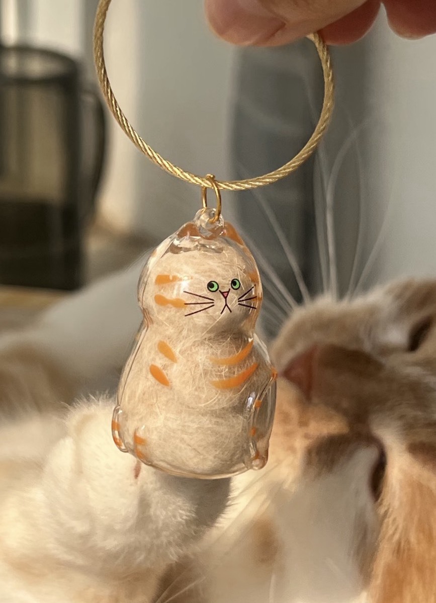 日本 BRIGHTLINK 貓咪 透明 毛球 扭蛋 掛件