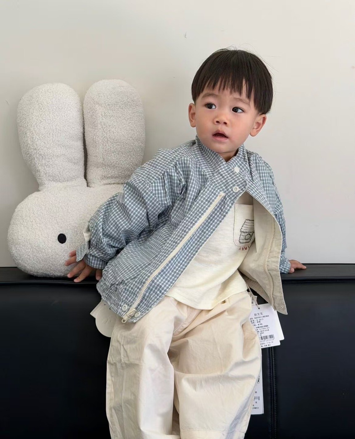 格紋小象雙面外套