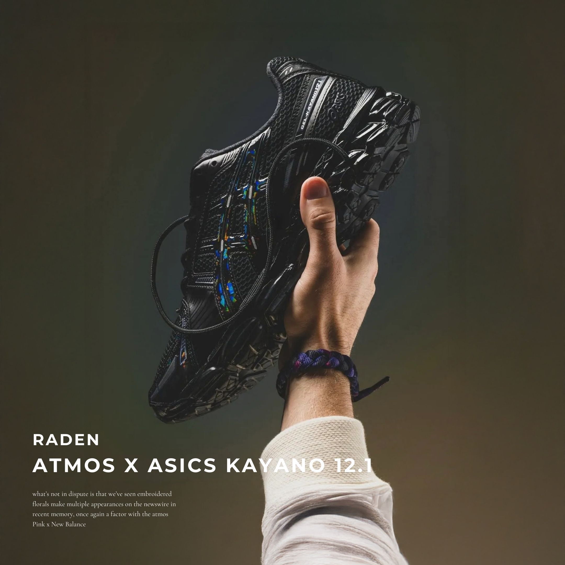 NICEDAY 代購 Atmos x Asics Kayano 12.1 Raden 黑 水晶 復古 未來 全黑 聯名 1203A976-001