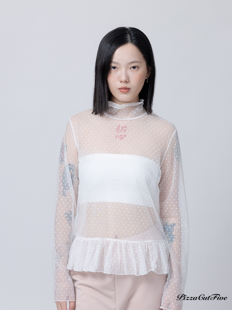 圓點透膚上衣 PizzaCutFive PCF261403016