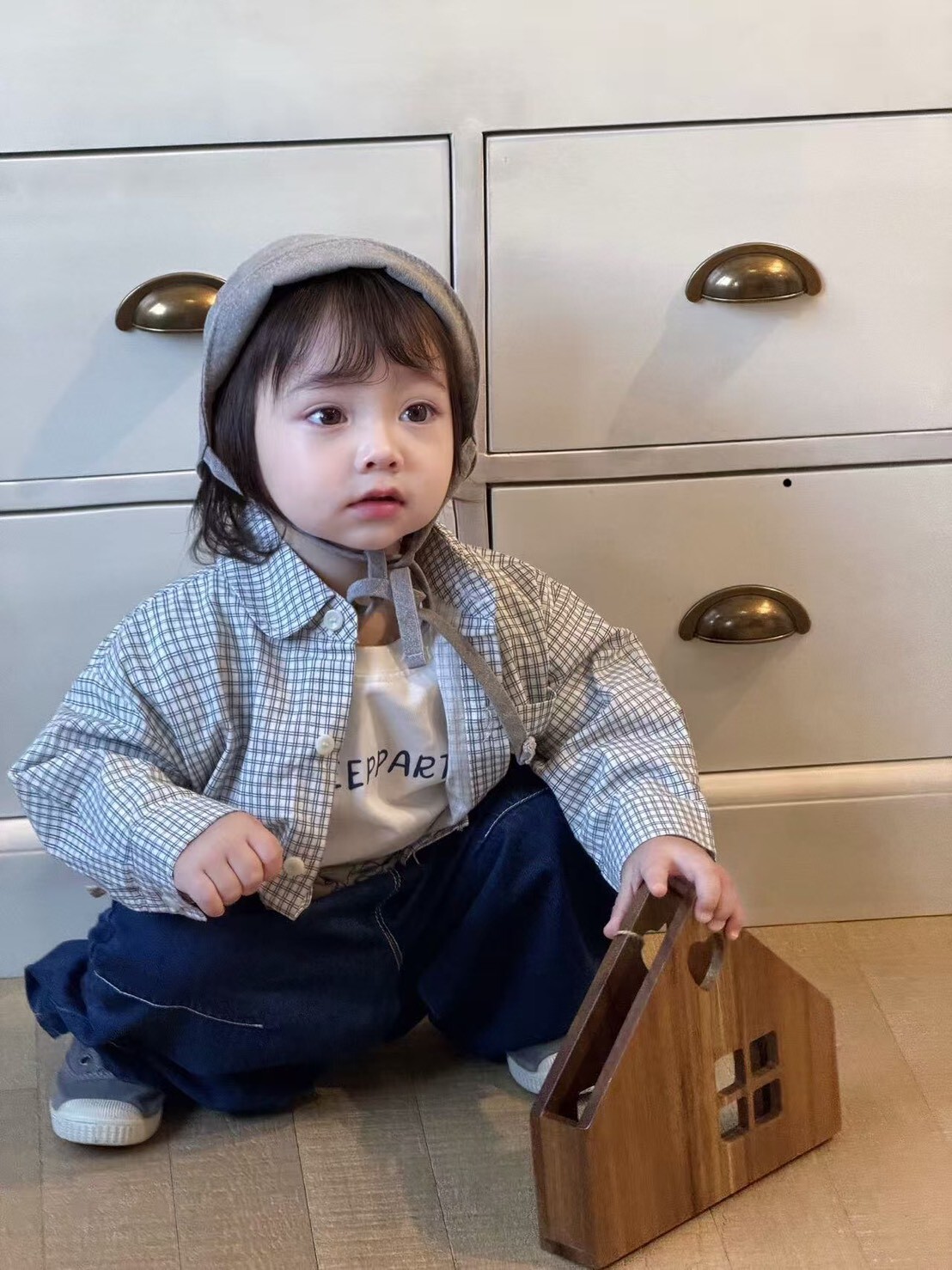 小文青格紋百搭襯衫