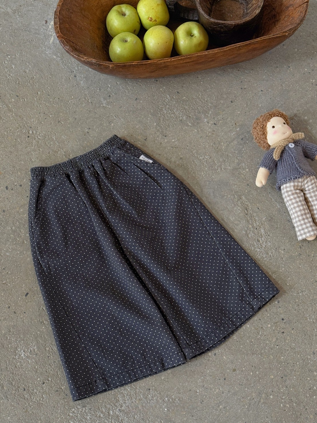 簡約小圓點鬆緊寬褲