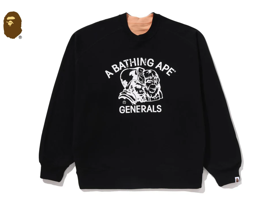 【BAPE男生】0221 發售 寬版雙面穿BAPE LOGO REVERSIBLE LOOSE FIT CREWNECK SWEATSHIR