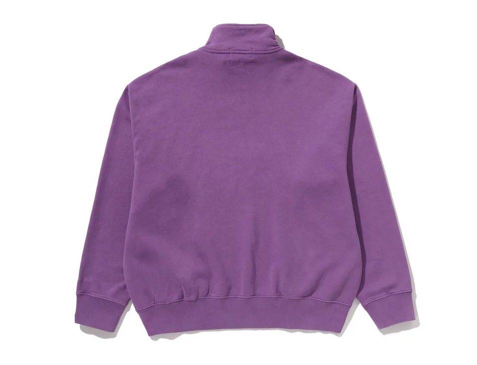 【BAPE男生】0221 發售 寬版GARMENT DYE ONE POINT HALF ZIP RELAXED FIT CREWNECK SWEATSHIRT