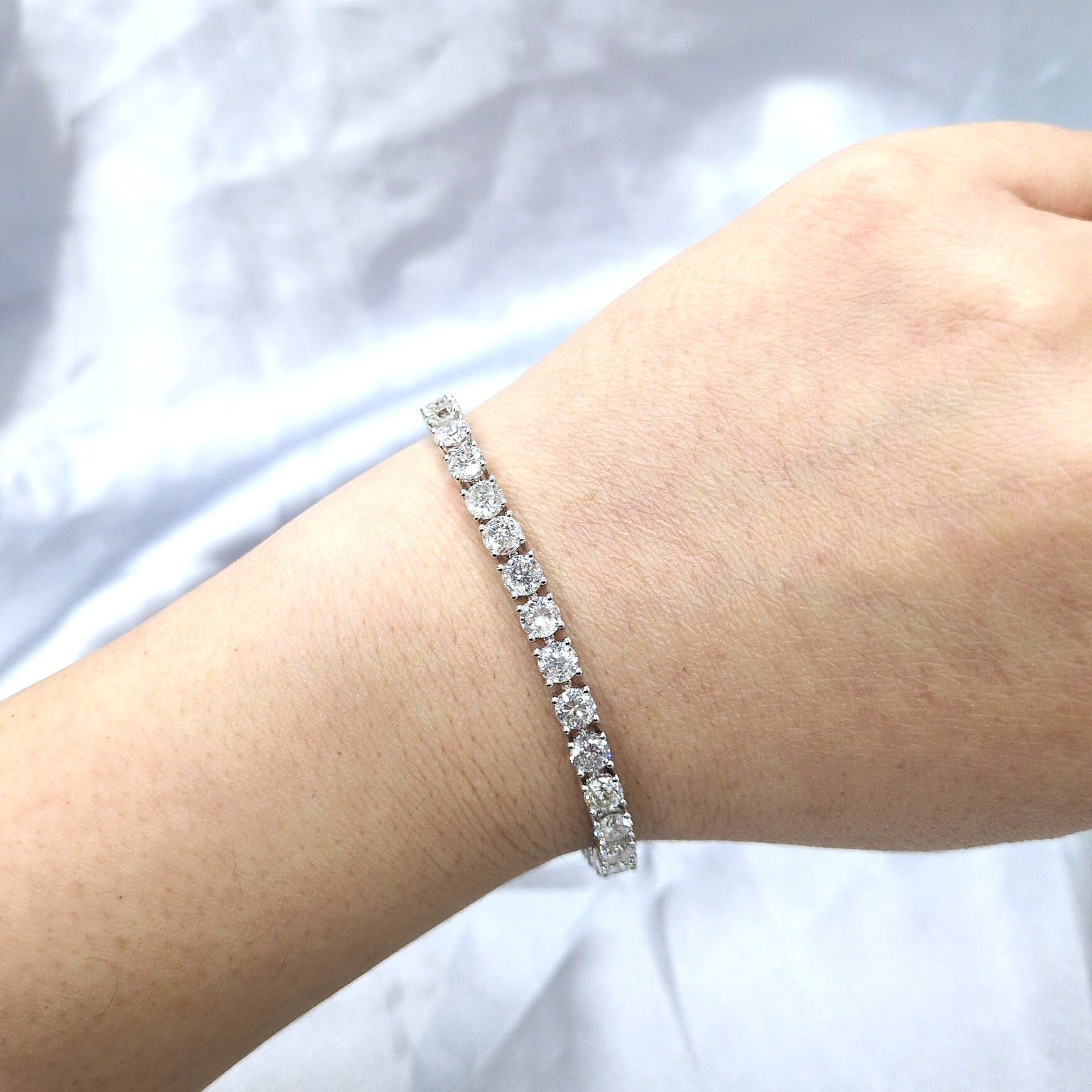 全新18K白金10卡87份鑽石手鍊