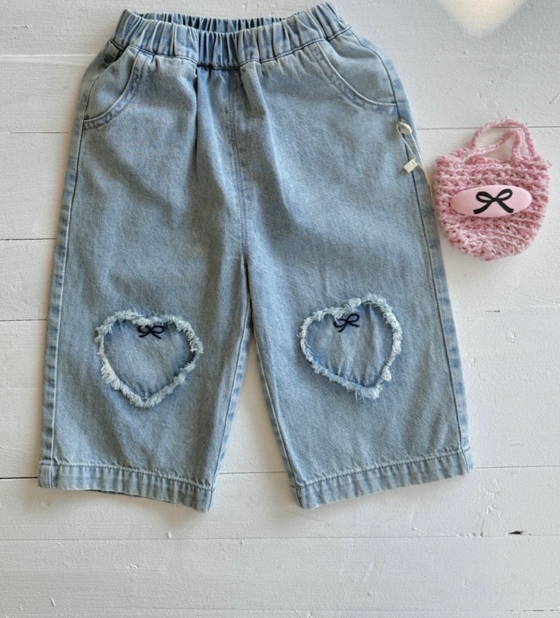 可愛系雙心牛仔褲