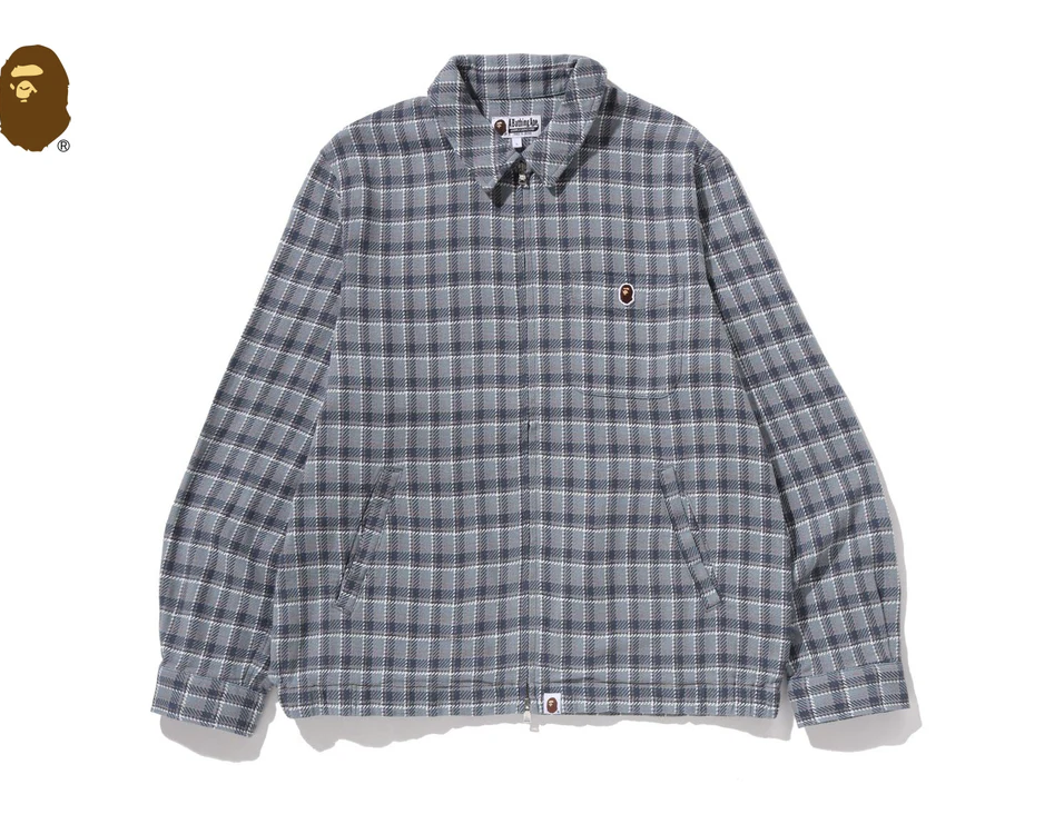 【BAPE男生】0221 發售 拉鏈襯衫 BAPE CHECK ZIP SHIRT