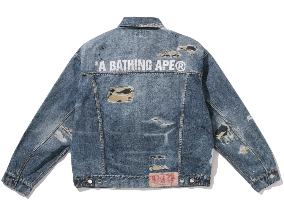 【BAPE男生】0221 發售 FAKE PRINT TRUCKER JACKET