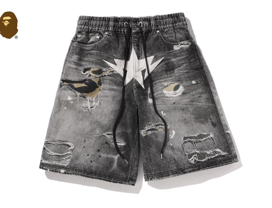 【BAPE男生】0221 發售 寬版 BAPE STA FAKE PRINT RELAXED FIT SHORTS