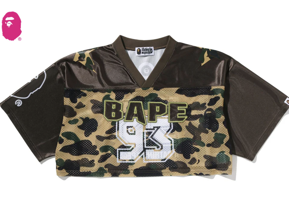 【BAPE女生】0221 發售 短版網眼足球衣1ST CAMO BAPE CROPPED FOOTBALL TEE