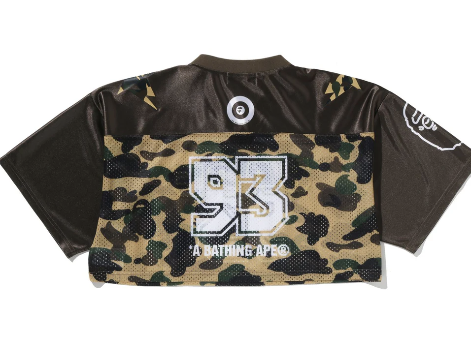 【BAPE女生】0221 發售 短版網眼足球衣1ST CAMO BAPE CROPPED FOOTBALL TEE