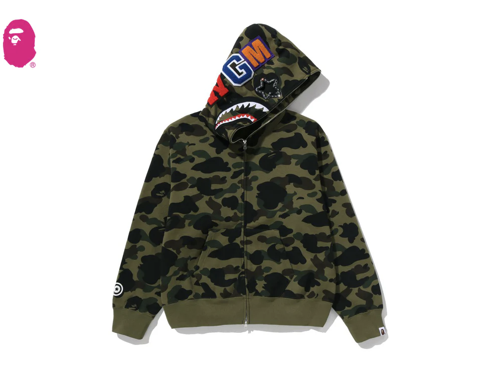 【BAPE女生】0221 發售 露眼水鑽 1ST CAMO SHARK FULL ZIP HOODIE