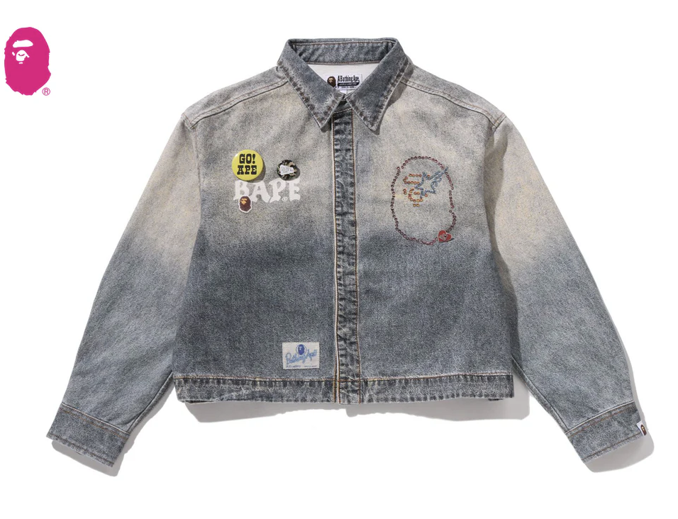 【BAPE女生】0221 發售 FAKE PRINT MULTI LOGO DENIM CROPPED SHIRT