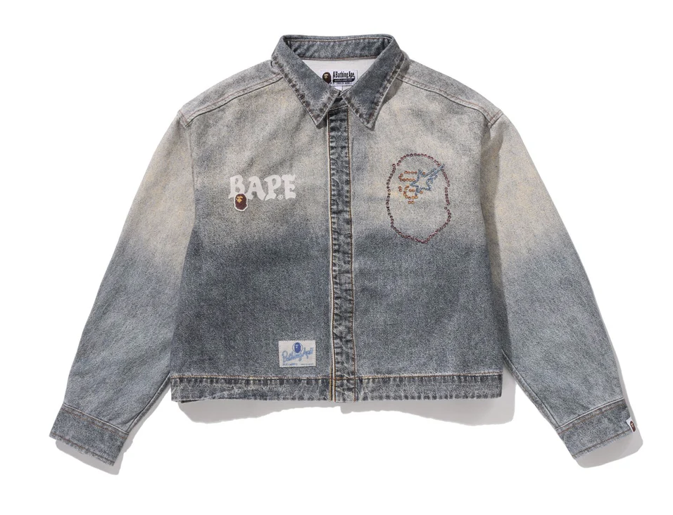 【BAPE女生】0221 發售 FAKE PRINT MULTI LOGO DENIM CROPPED SHIRT